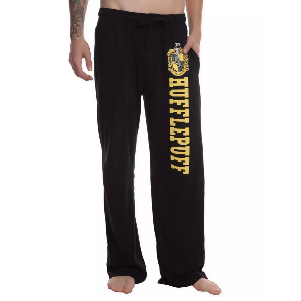 Harry Potter Hufflepuff Charcoal Grey Unisex Pajama Pants Size Medium